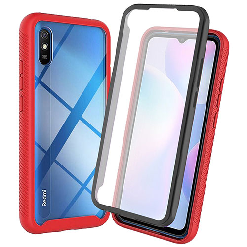 Silicone Transparent Frame Case Cover 360 Degrees ZJ3 for Xiaomi Redmi 9i Red