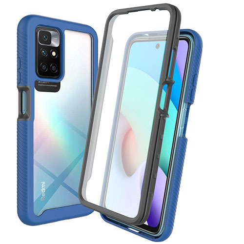 Silicone Transparent Frame Case Cover 360 Degrees ZJ3 for Xiaomi Redmi Note 11 4G (2021) Blue