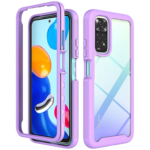 Silicone Transparent Frame Case Cover 360 Degrees ZJ3 for Xiaomi Redmi Note 11 4G (2022) Clove Purple