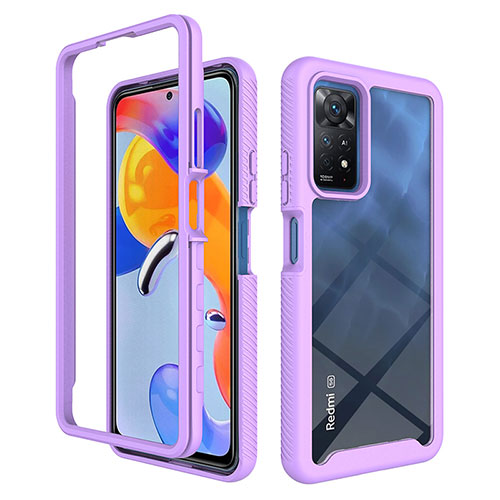 Silicone Transparent Frame Case Cover 360 Degrees ZJ3 for Xiaomi Redmi Note 11 Pro 4G Clove Purple