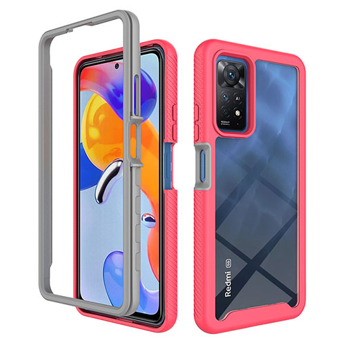 Silicone Transparent Frame Case Cover 360 Degrees ZJ3 for Xiaomi Redmi Note 11 Pro 4G Hot Pink