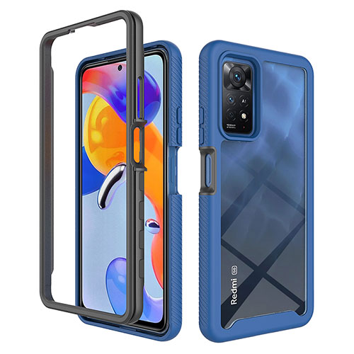 Silicone Transparent Frame Case Cover 360 Degrees ZJ3 for Xiaomi Redmi Note 11 Pro 5G Blue