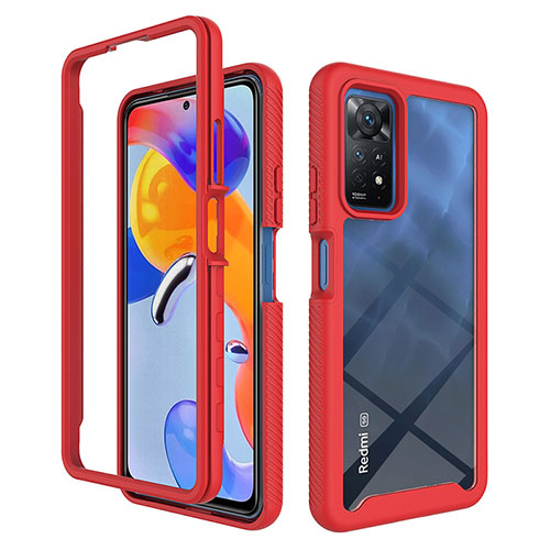 Silicone Transparent Frame Case Cover 360 Degrees ZJ3 for Xiaomi Redmi Note 11 Pro 5G Red
