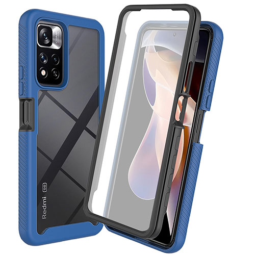 Silicone Transparent Frame Case Cover 360 Degrees ZJ3 for Xiaomi Redmi Note 11 Pro+ Plus 5G Blue