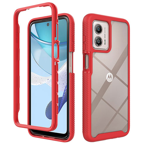Silicone Transparent Frame Case Cover 360 Degrees ZJ4 for Motorola Moto G53 5G Red