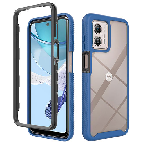 Silicone Transparent Frame Case Cover 360 Degrees ZJ4 for Motorola Moto G53j 5G Blue