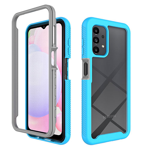 Silicone Transparent Frame Case Cover 360 Degrees ZJ4 for Samsung Galaxy A13 4G Sky Blue