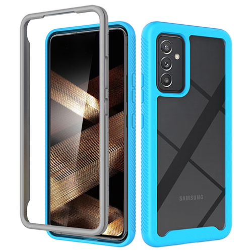 Silicone Transparent Frame Case Cover 360 Degrees ZJ4 for Samsung Galaxy A15 4G Sky Blue