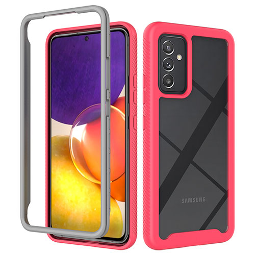 Silicone Transparent Frame Case Cover 360 Degrees ZJ4 for Samsung Galaxy A24 4G Hot Pink