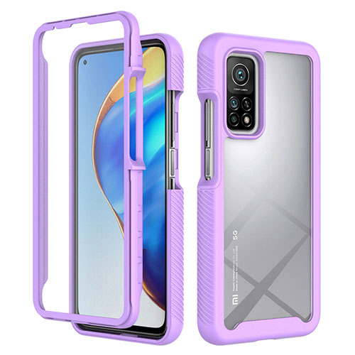 Silicone Transparent Frame Case Cover 360 Degrees ZJ4 for Xiaomi Mi 10T Pro 5G Clove Purple