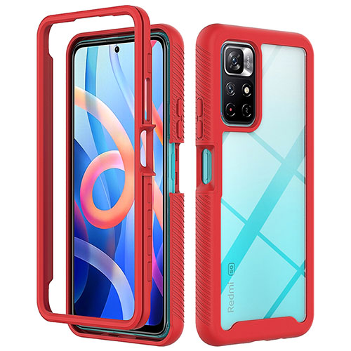 Silicone Transparent Frame Case Cover 360 Degrees ZJ4 for Xiaomi Poco M4 Pro 5G Red