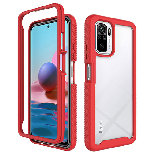 Silicone Transparent Frame Case Cover 360 Degrees ZJ4 for Xiaomi Poco M5S Red