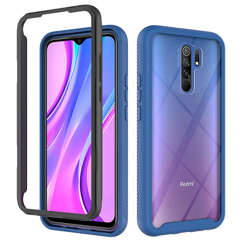 Silicone Transparent Frame Case Cover 360 Degrees ZJ4 for Xiaomi Redmi 9 Prime India Blue