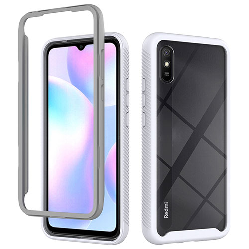 Silicone Transparent Frame Case Cover 360 Degrees ZJ4 for Xiaomi Redmi 9AT White