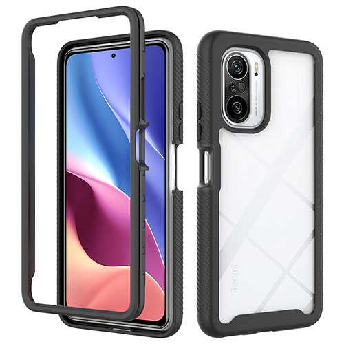 Silicone Transparent Frame Case Cover 360 Degrees ZJ4 for Xiaomi Redmi K40 Pro+ Plus 5G Black