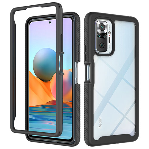 Silicone Transparent Frame Case Cover 360 Degrees ZJ4 for Xiaomi Redmi Note 10 Pro 4G Black