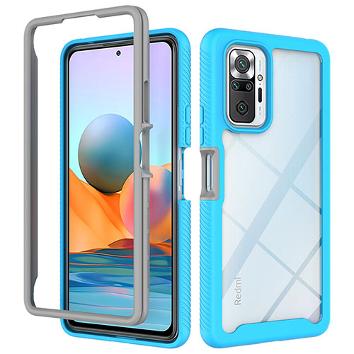 Silicone Transparent Frame Case Cover 360 Degrees ZJ4 for Xiaomi Redmi Note 10 Pro 4G Sky Blue