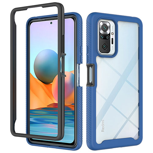 Silicone Transparent Frame Case Cover 360 Degrees ZJ4 for Xiaomi Redmi Note 10 Pro Max Blue