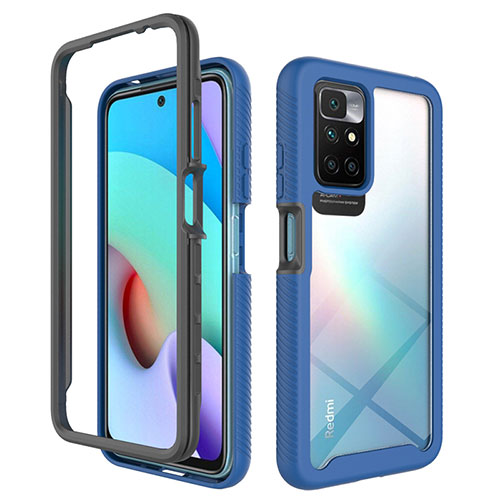 Silicone Transparent Frame Case Cover 360 Degrees ZJ4 for Xiaomi Redmi Note 11 4G (2021) Blue