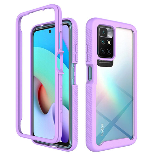 Silicone Transparent Frame Case Cover 360 Degrees ZJ4 for Xiaomi Redmi Note 11 4G (2021) Clove Purple