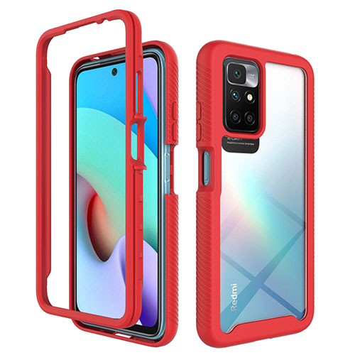 Silicone Transparent Frame Case Cover 360 Degrees ZJ4 for Xiaomi Redmi Note 11 4G (2021) Red