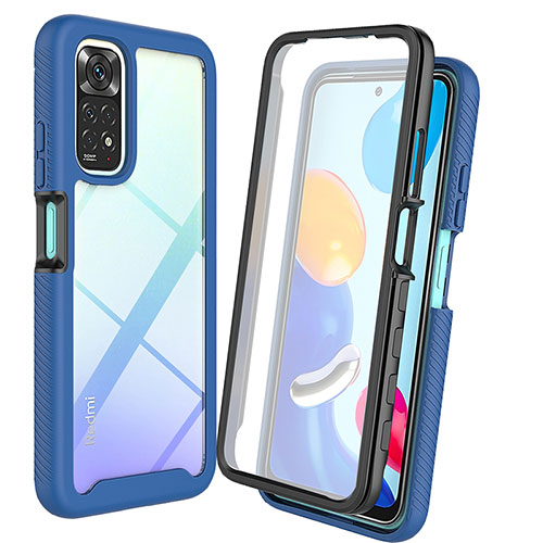 Silicone Transparent Frame Case Cover 360 Degrees ZJ4 for Xiaomi Redmi Note 11 4G (2022) Blue