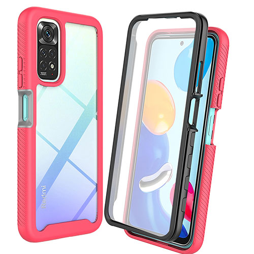 Silicone Transparent Frame Case Cover 360 Degrees ZJ4 for Xiaomi Redmi Note 11 4G (2022) Hot Pink