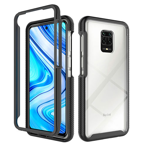 Silicone Transparent Frame Case Cover 360 Degrees ZJ4 for Xiaomi Redmi Note 9 Pro Max Black