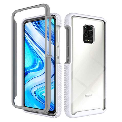 Silicone Transparent Frame Case Cover 360 Degrees ZJ4 for Xiaomi Redmi Note 9S White