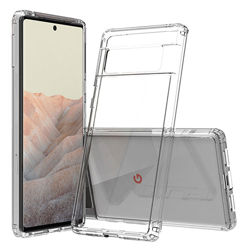Silicone Transparent Frame Case Cover 360 Degrees ZJ5 for Google Pixel 6 Pro 5G Clear