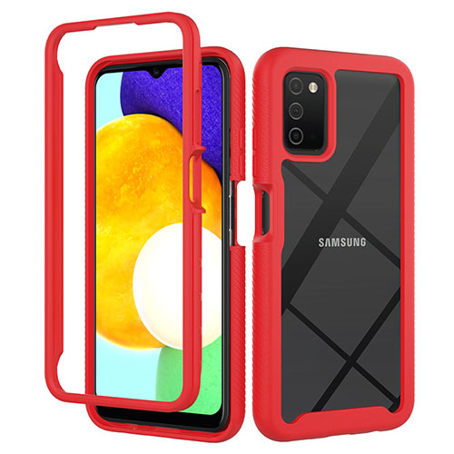 Silicone Transparent Frame Case Cover 360 Degrees ZJ5 for Samsung Galaxy A03s Red