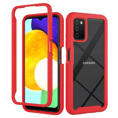 Silicone Transparent Frame Case Cover 360 Degrees ZJ5 for Samsung Galaxy M02s Red