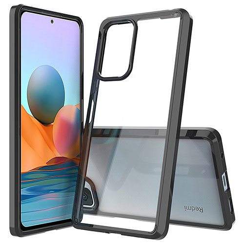 Silicone Transparent Frame Case Cover 360 Degrees ZJ5 for Xiaomi Redmi Note 10 Pro Max Black
