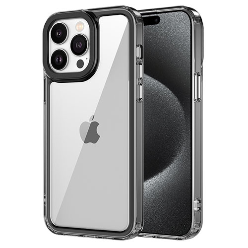 Silicone Transparent Frame Case Cover AC1 for Apple iPhone 15 Pro Black