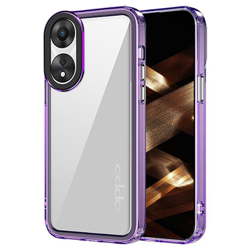 Silicone Transparent Frame Case Cover AC1 for Oppo A38 Clove Purple