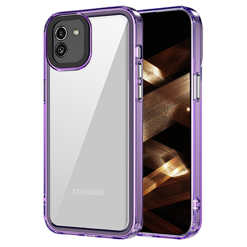 Silicone Transparent Frame Case Cover AC1 for Samsung Galaxy A03 Clove Purple