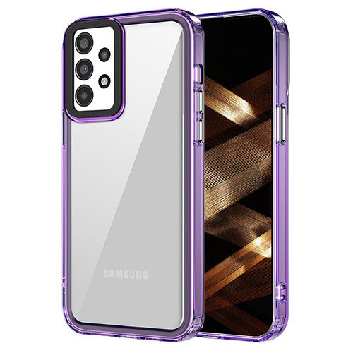 Silicone Transparent Frame Case Cover AC1 for Samsung Galaxy A13 4G Clove Purple