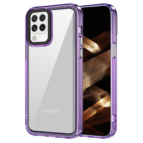 Silicone Transparent Frame Case Cover AC1 for Samsung Galaxy A22 4G Clove Purple