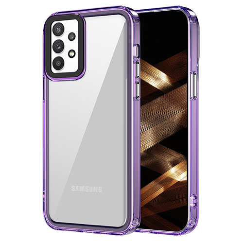 Silicone Transparent Frame Case Cover AC1 for Samsung Galaxy A32 4G Clove Purple