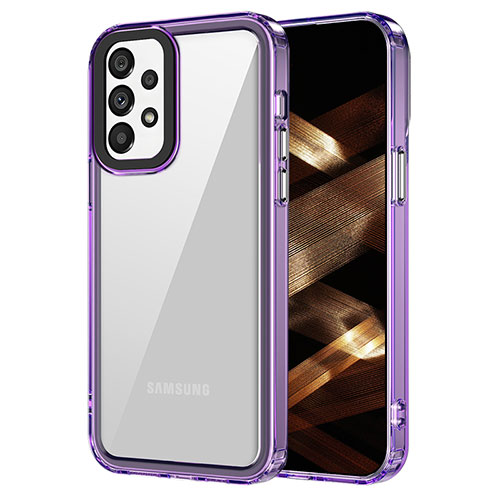 Silicone Transparent Frame Case Cover AC1 for Samsung Galaxy A52 5G Clove Purple