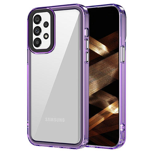 Silicone Transparent Frame Case Cover AC1 for Samsung Galaxy A53 5G Clove Purple