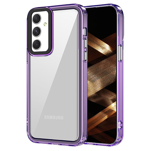 Silicone Transparent Frame Case Cover AC1 for Samsung Galaxy Quantum4 5G Clove Purple