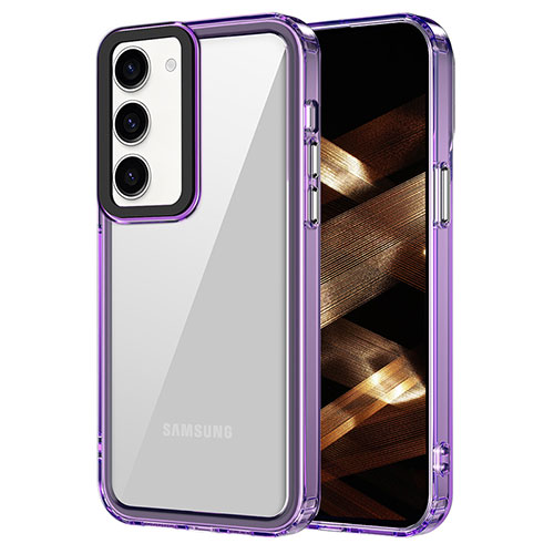 Silicone Transparent Frame Case Cover AC1 for Samsung Galaxy S22 5G Clove Purple