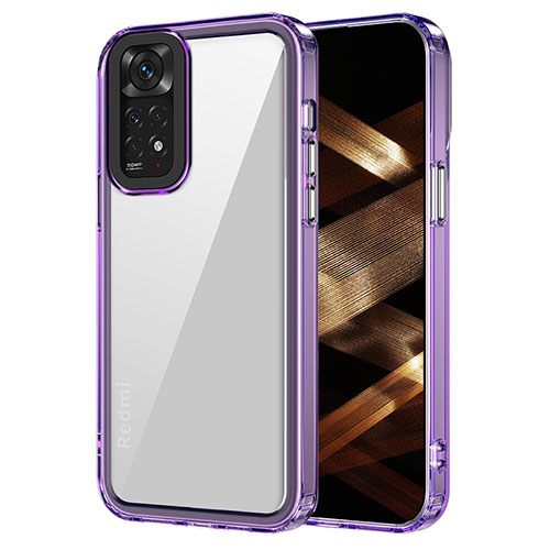 Silicone Transparent Frame Case Cover AC1 for Xiaomi Redmi Note 11S 4G Clove Purple