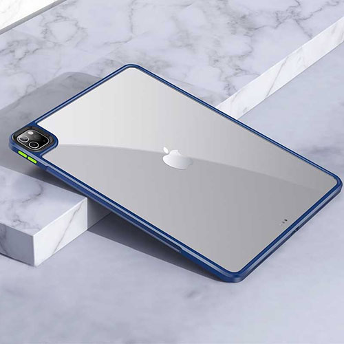 Silicone Transparent Frame Case Cover for Apple iPad Pro 12.9 (2021) Blue