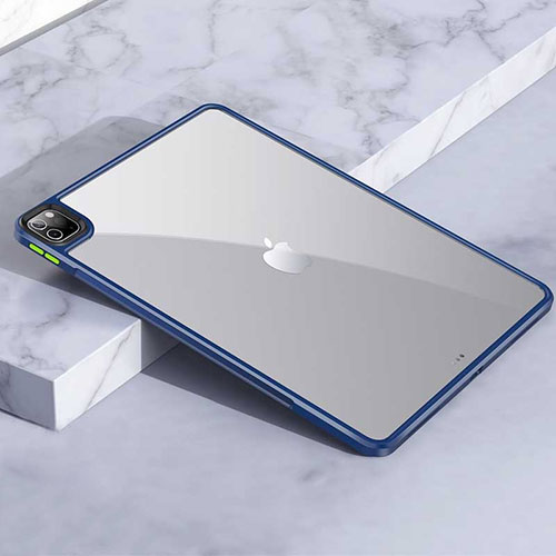 Silicone Transparent Frame Case Cover for Apple iPad Pro 12.9 (2022) Blue
