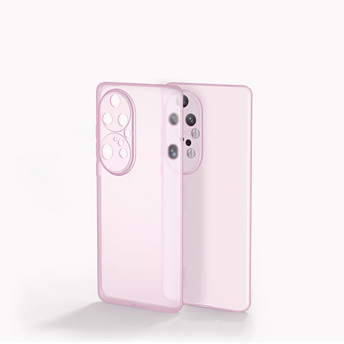 Silicone Transparent Frame Case Cover for Huawei P50 Pro Pink