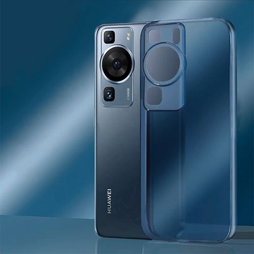 Silicone Transparent Frame Case Cover for Huawei P60 Pro Blue