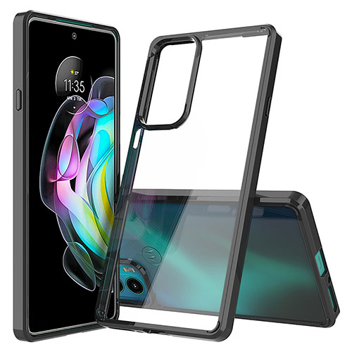 Silicone Transparent Frame Case Cover for Motorola Moto Edge Lite 5G Black