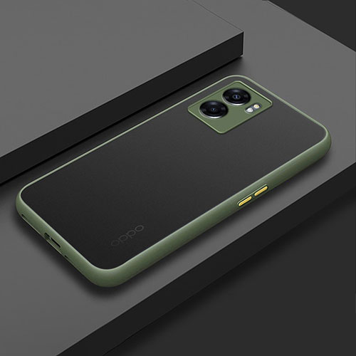 Silicone Transparent Frame Case Cover for Oppo A56S 5G Army green